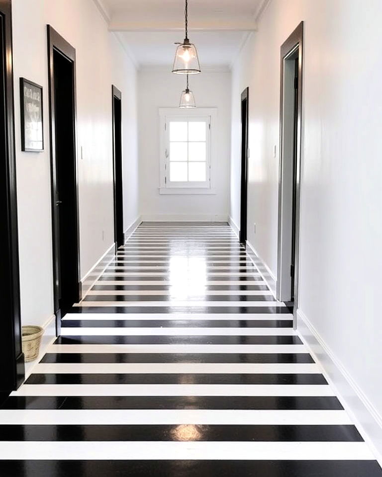 high contrast stripes concrete floor