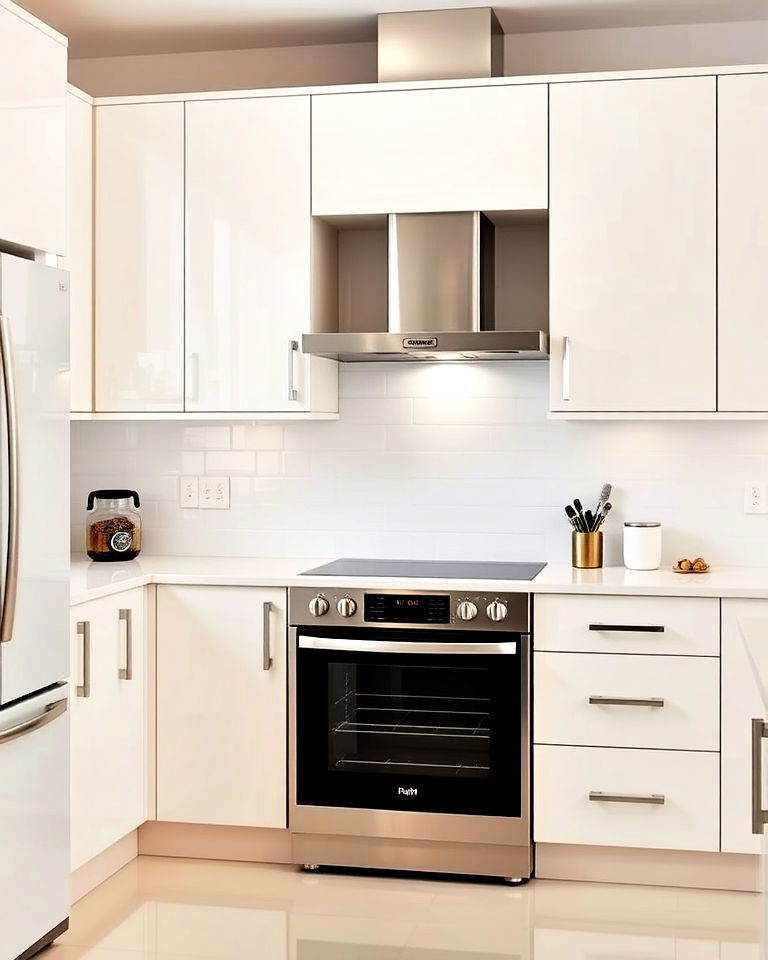 high gloss off white kitchen cabinets