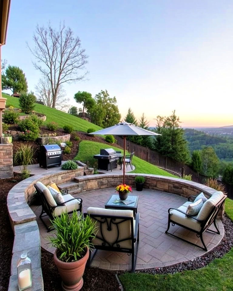 hillside patio sloped backyard