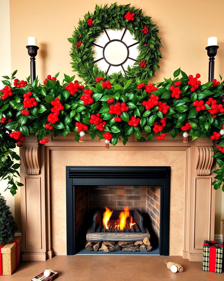 holly and ivy mantel garland