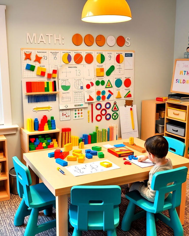 homeschool math manipulatives station