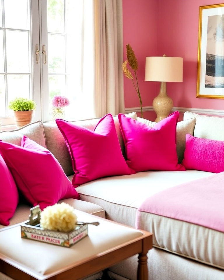hot pink accent pillows