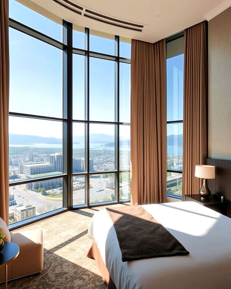 hotel room feature floor to ceiling windows