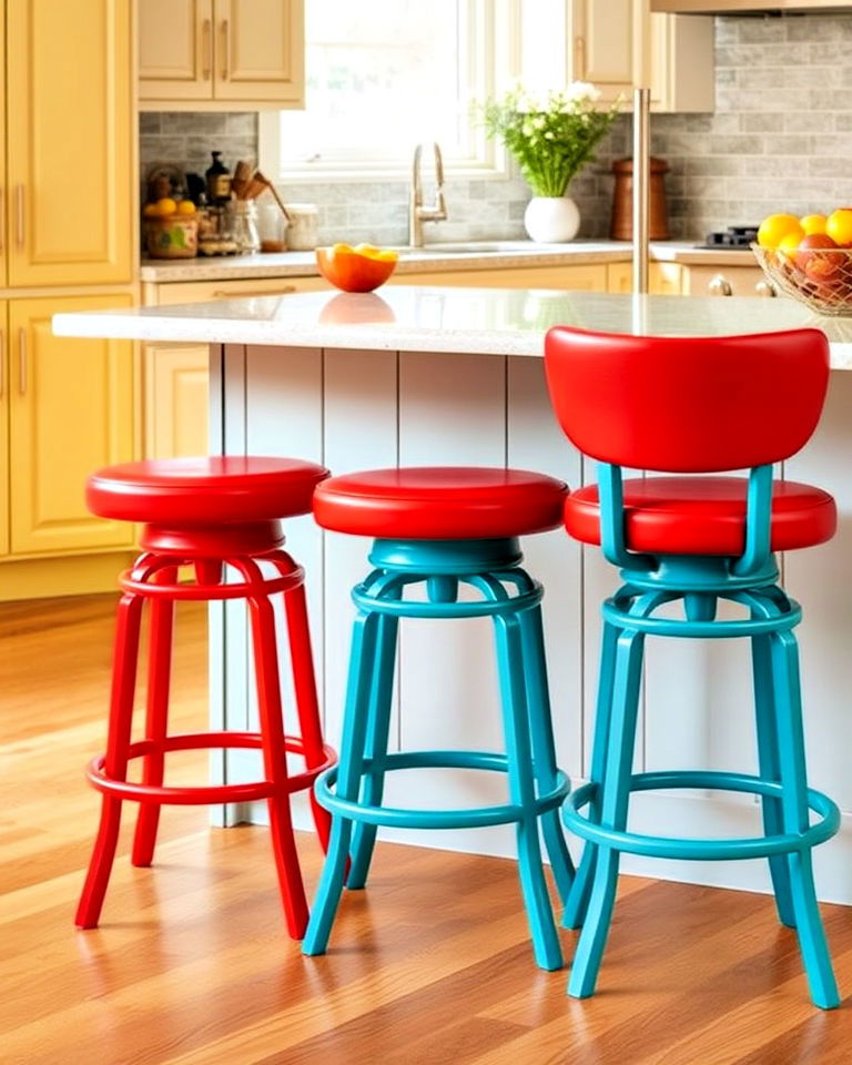 incorporate colorful bar stools