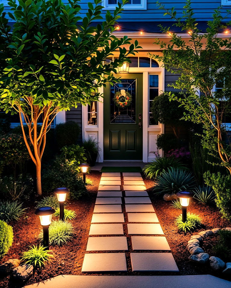 incorporate garden lighting for small front garden