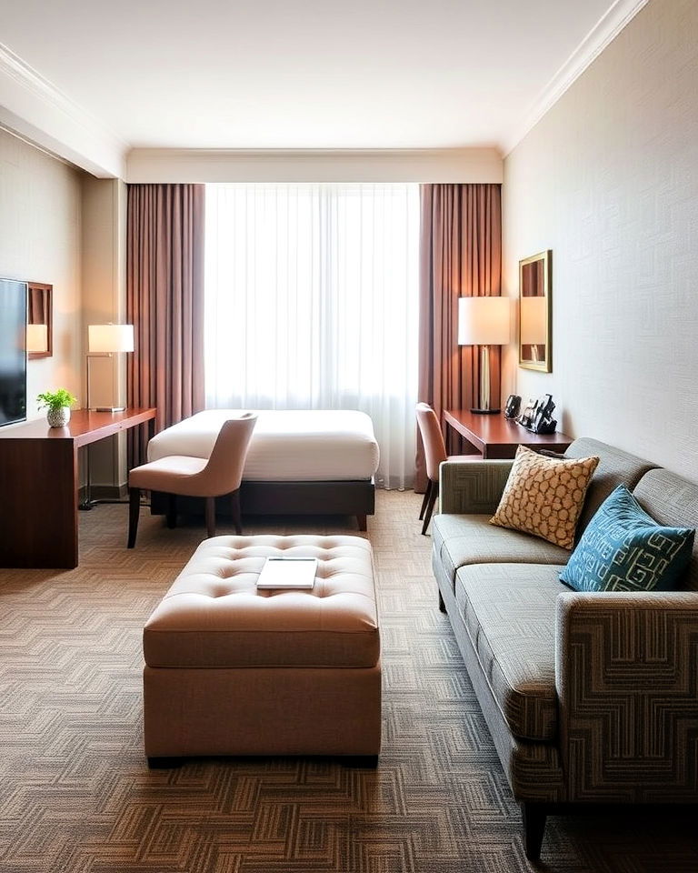 incorporate multifunctional furniture for hotel room