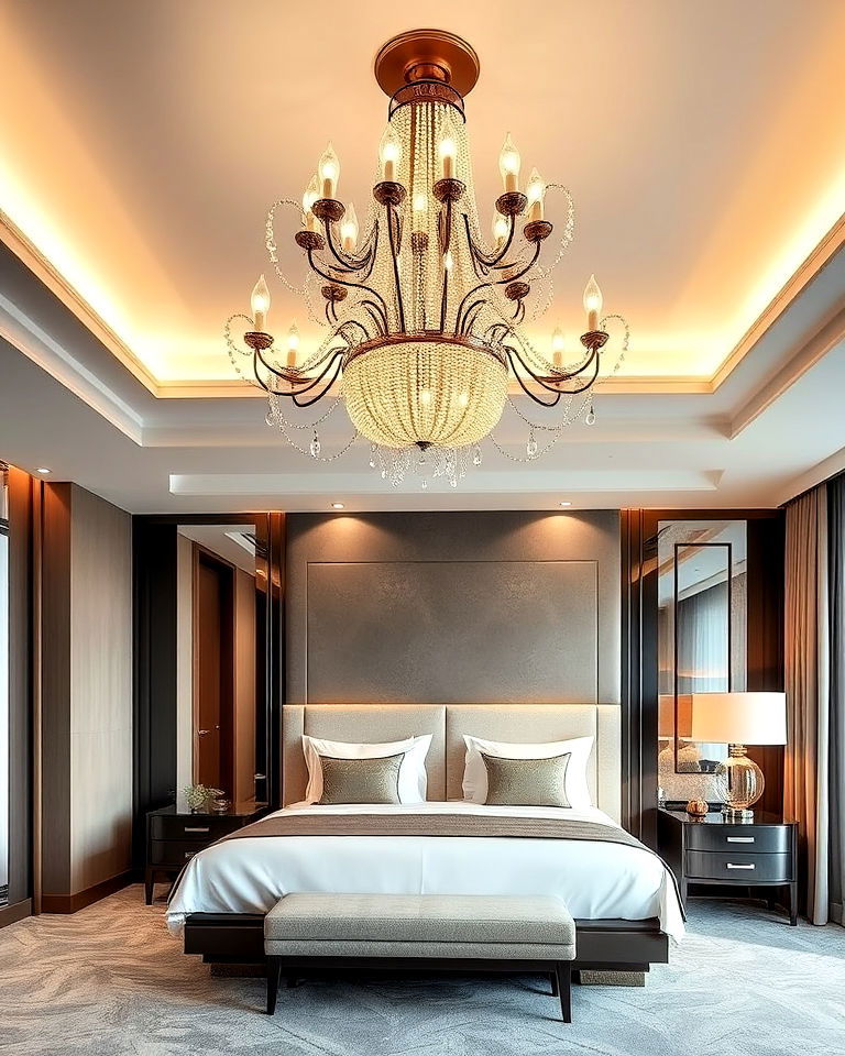 incorporate statement lighting for hotel room