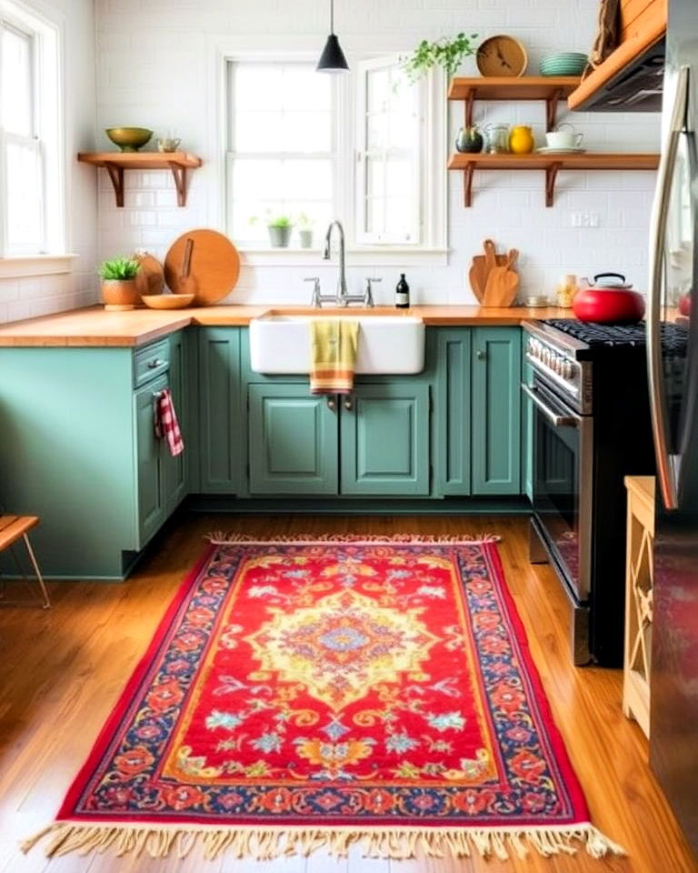 incorporate vintage rugs