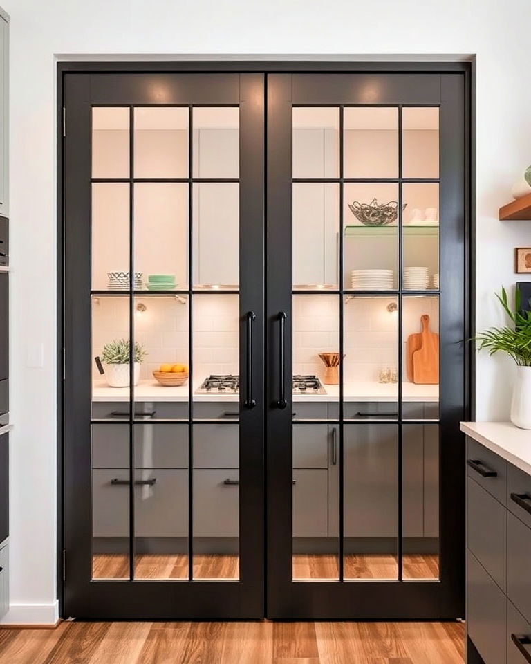 industrial chic stylish metal framed kitchen doors