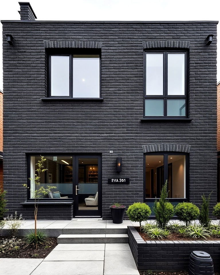 industrial inspiration black brick exterior house