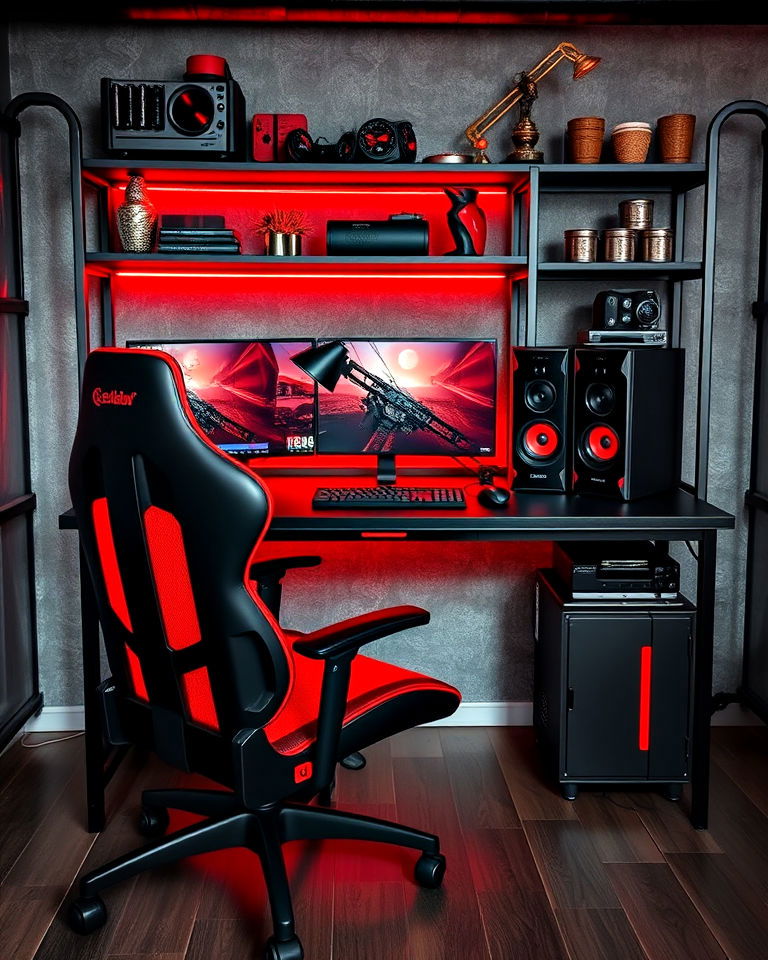 industrial inspired gaming room