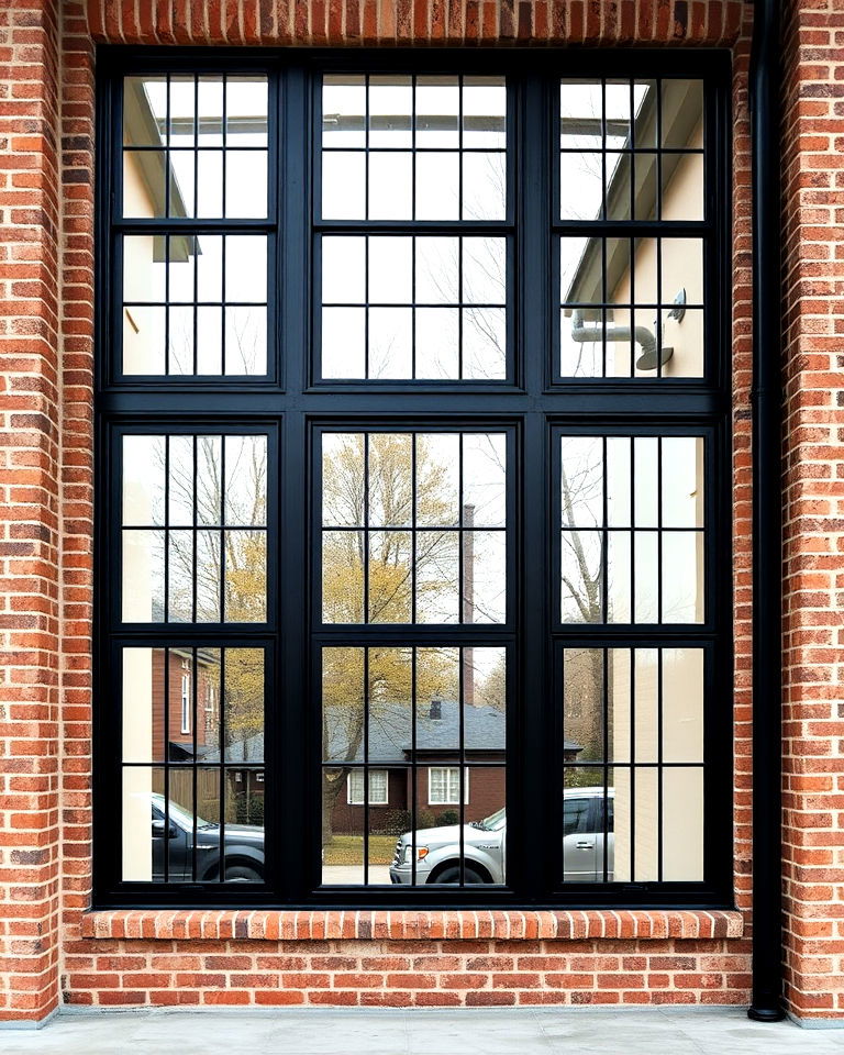 industrial loft style house with black windows
