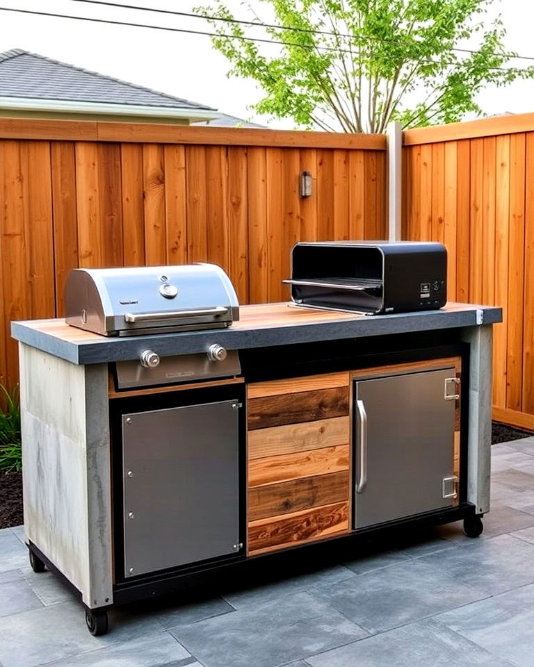 industrial style bbq island