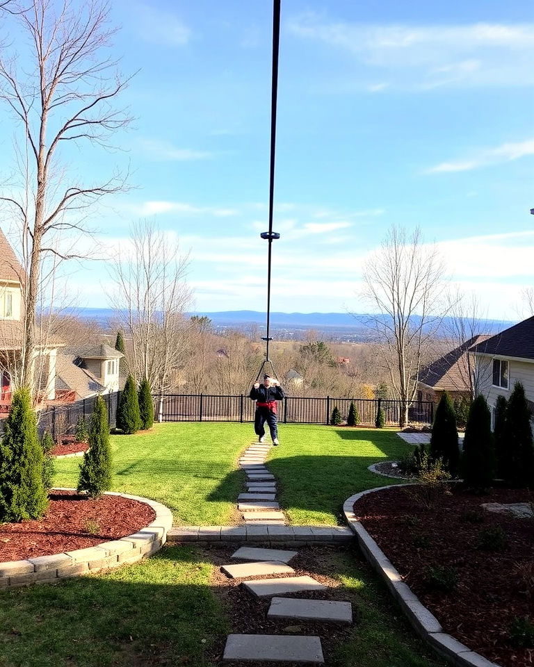 install a backyard zip line