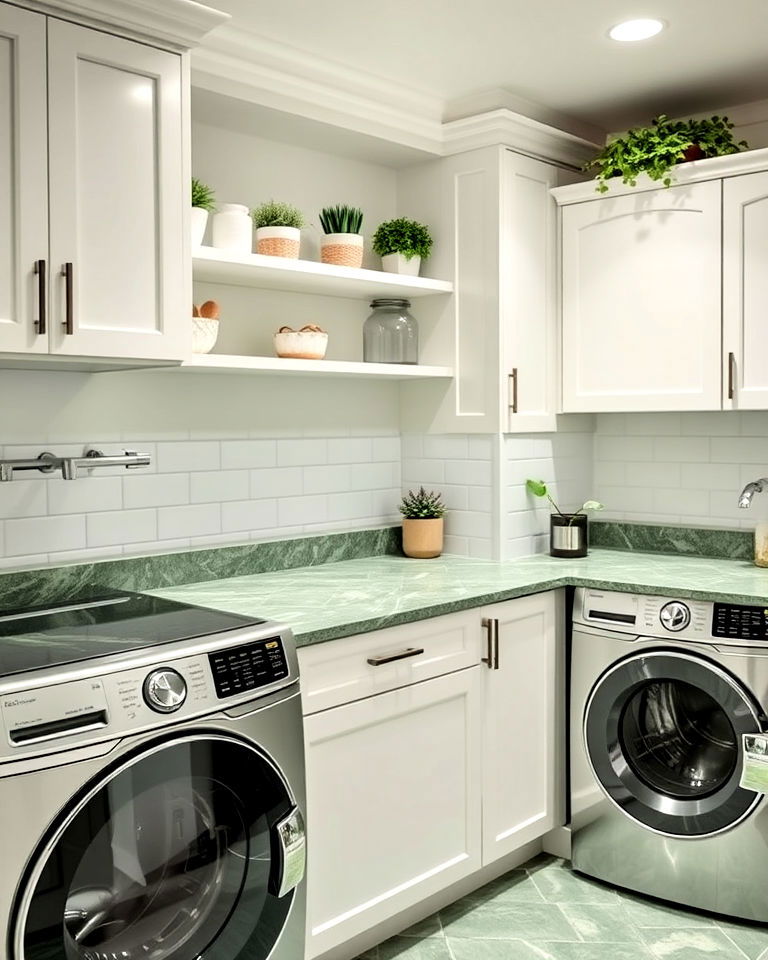 install a green quartz countertop for laundry room