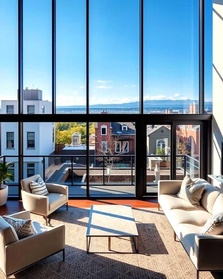 install floor to ceiling window in townhouse interior