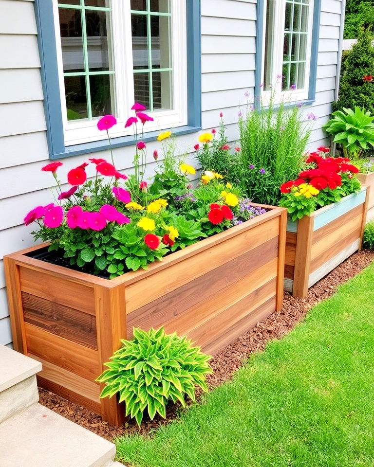 install raised planters front garden