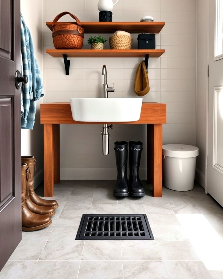 installing a floor drain in your boot room