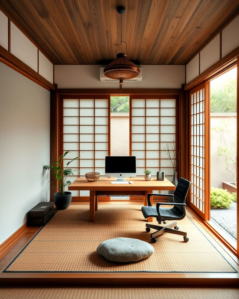 japanese inspired zen garden office