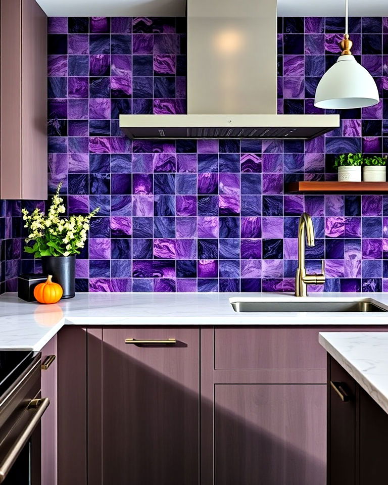 jewel toned tiles for a vibrant kitchen backsplash