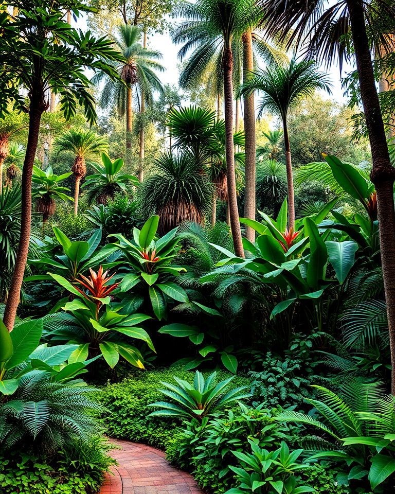 jungle inspired layered planting for tropical outdoors