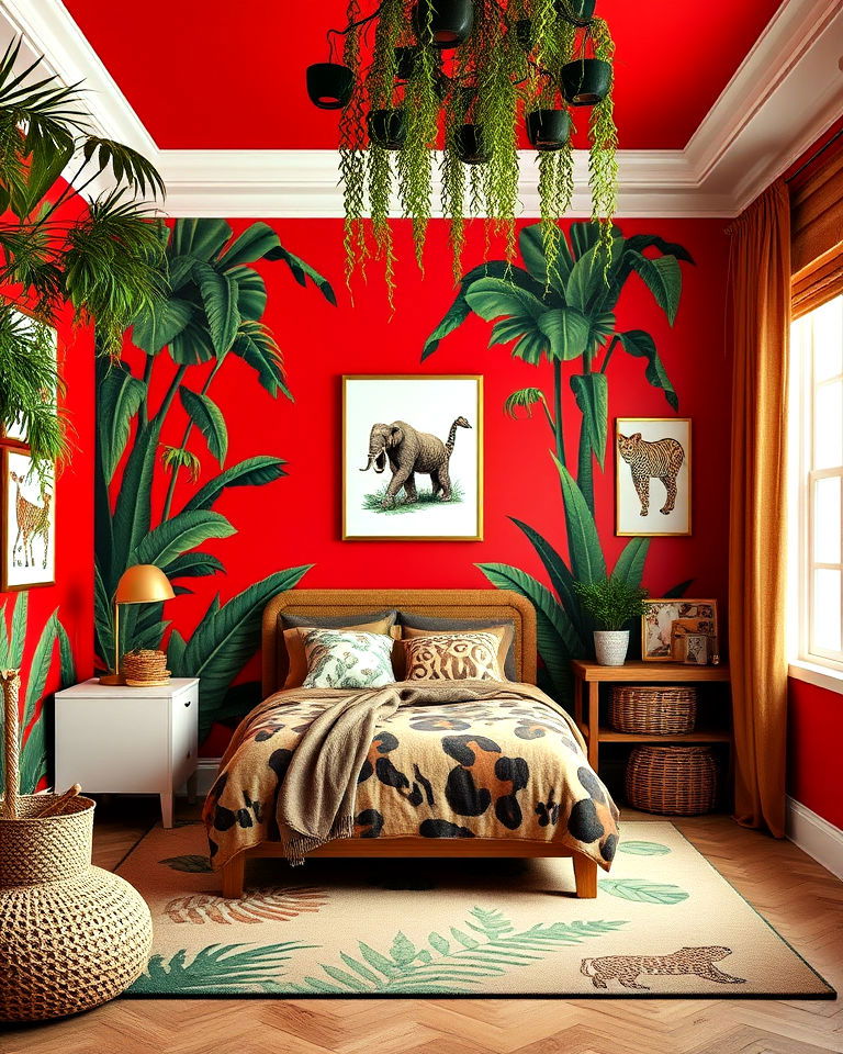 jungle safari theme red boy room
