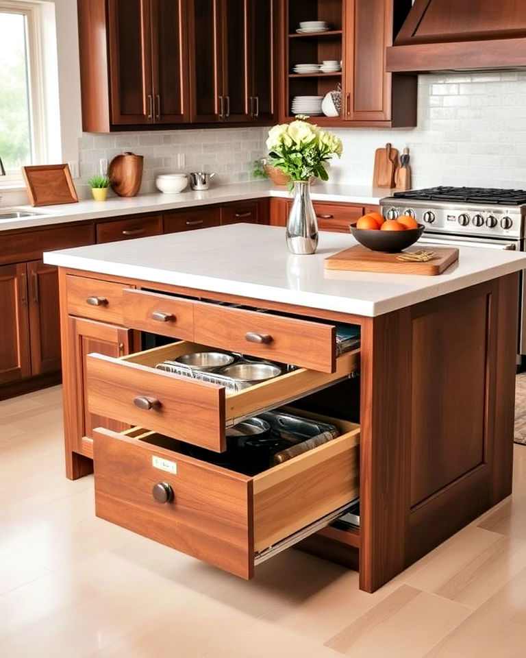 kitchen island with pull out drawers