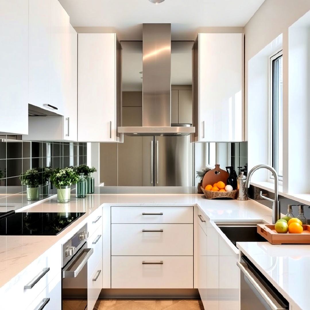 kitchen mirrored backsplash to add depth
