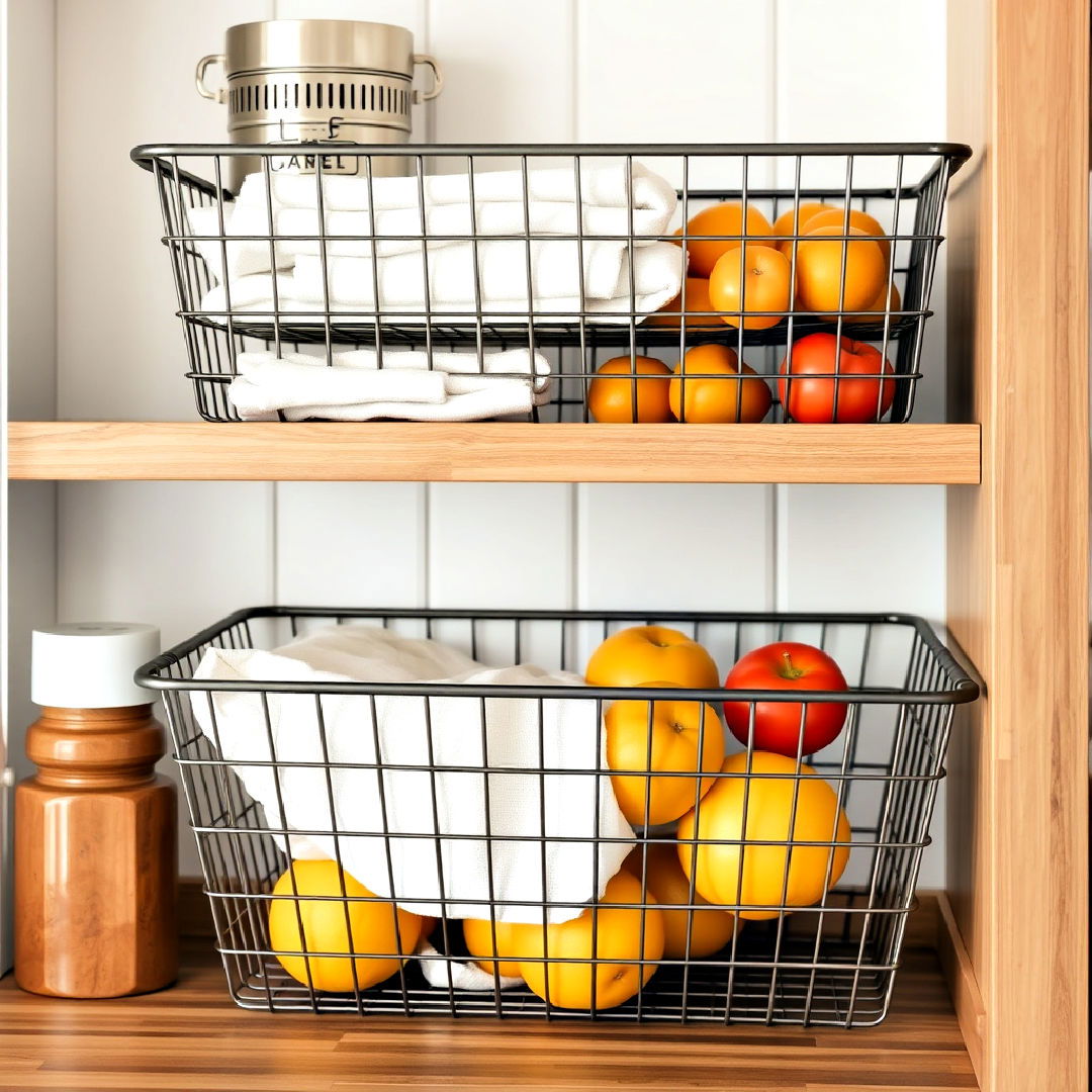 kitchen wire basket storage for organization