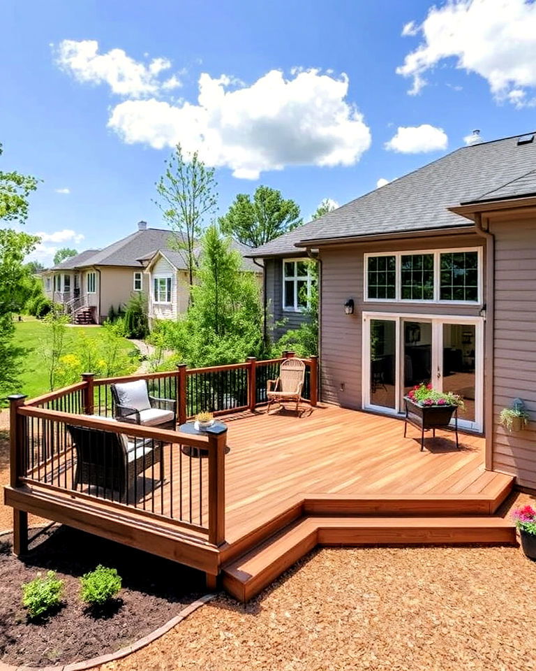 l shaped ground level deck