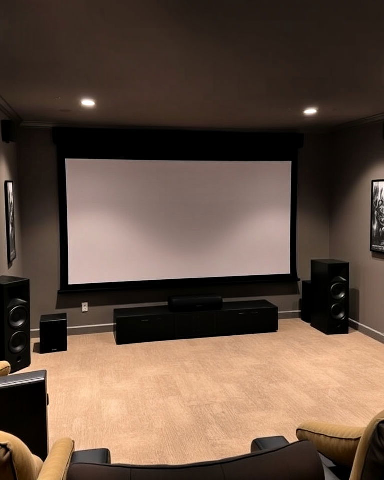 large projection screen with surround sound