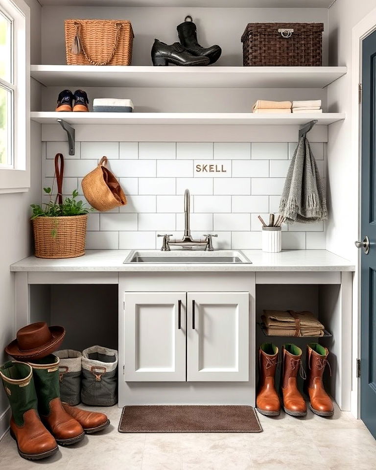 large utility sink in boot room