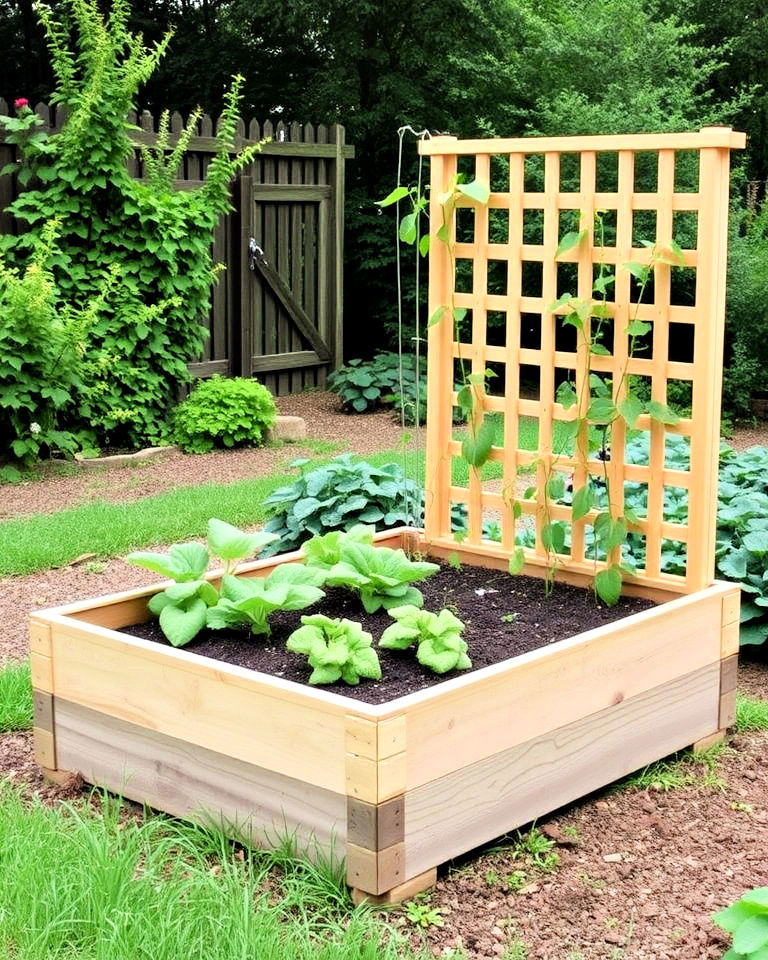 lattice raised bed for climbing plants