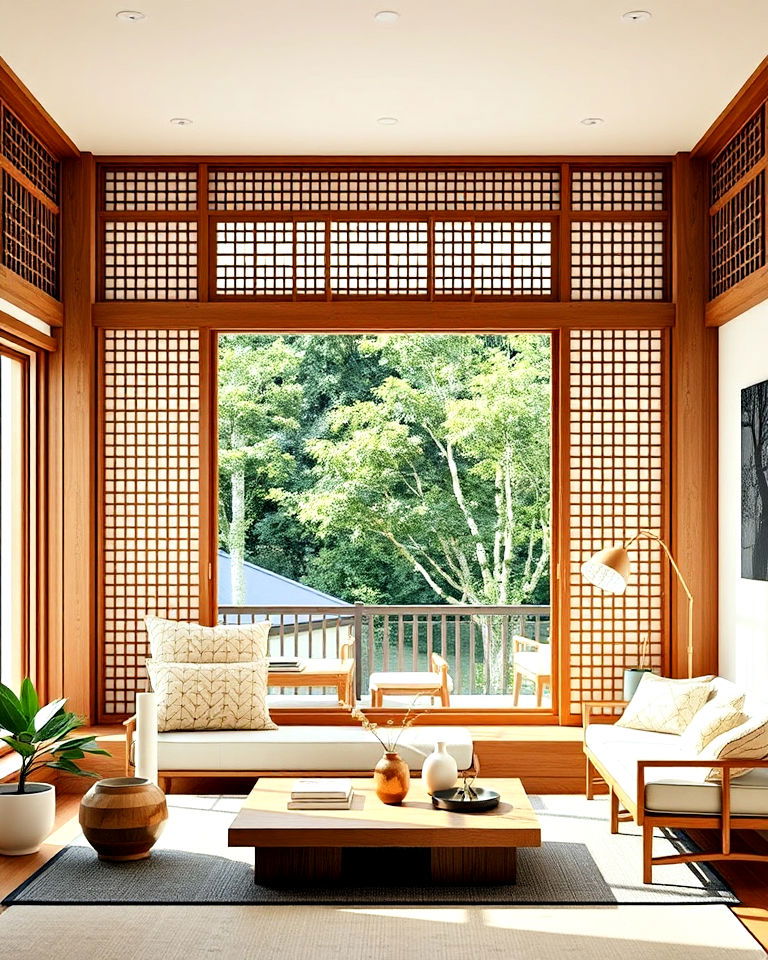 lattice woodwork for subtle patterns