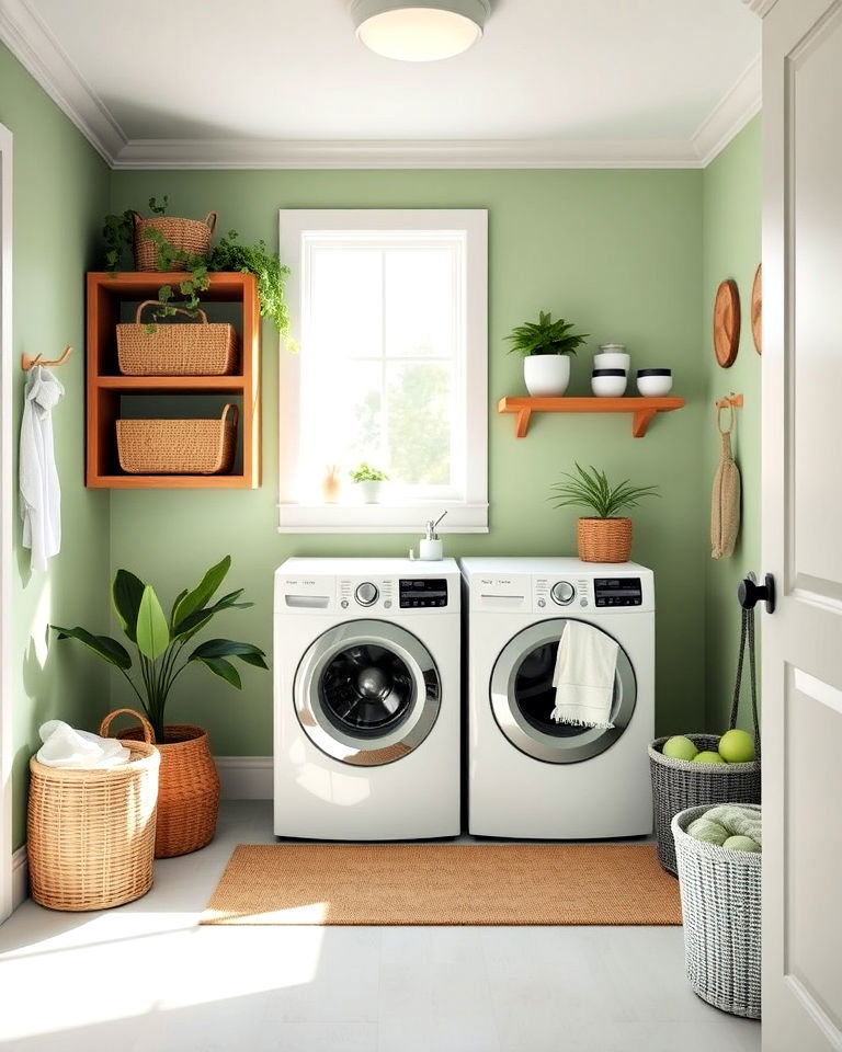 laundry area paint the walls in a fresh green hue