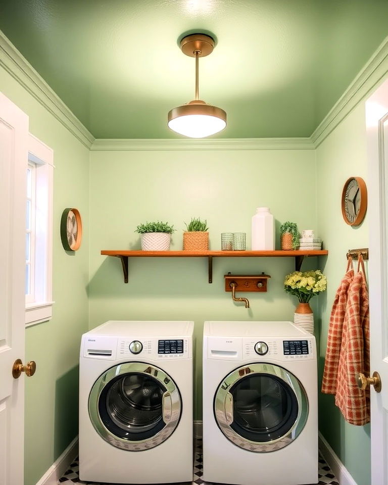 laundry room green painted ceiling for an unexpected pop