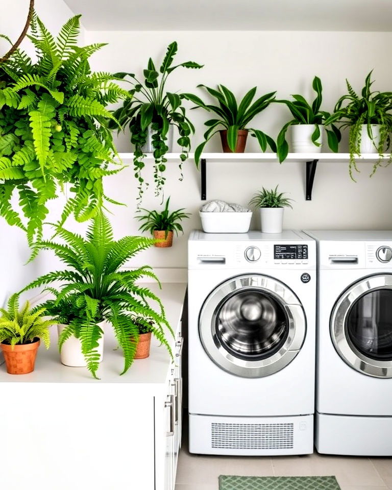 laundry room with lush indoor plants