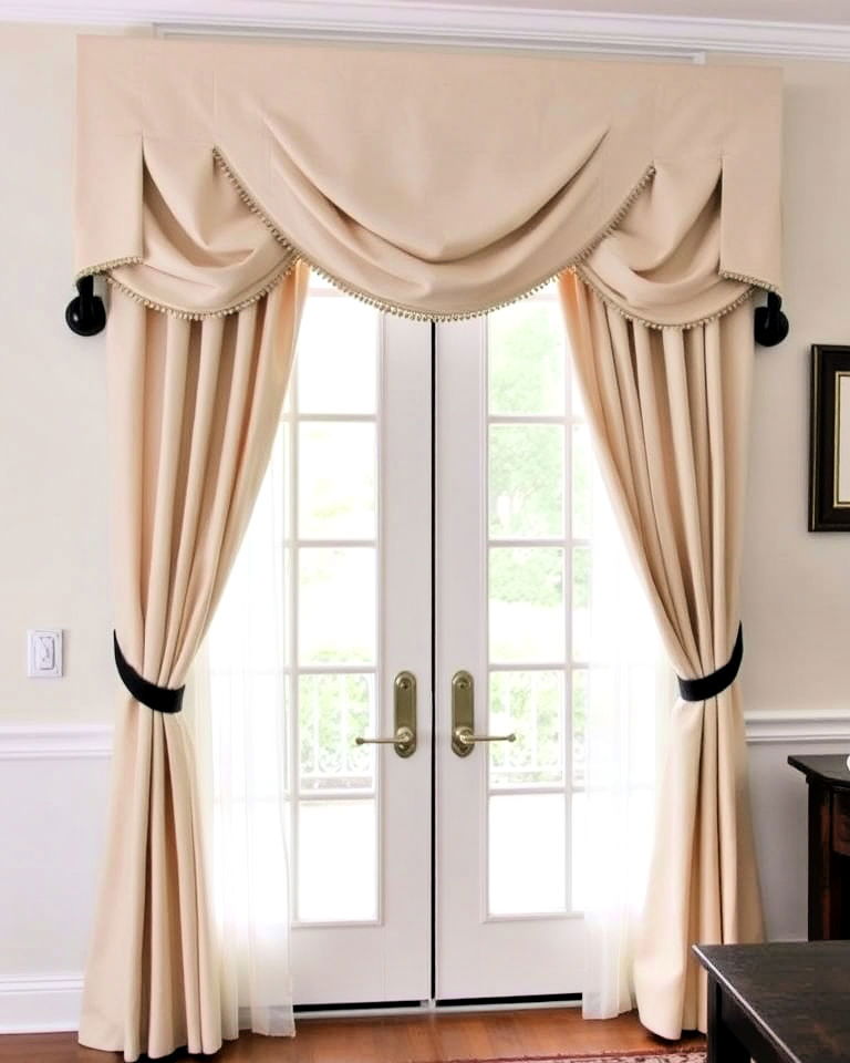 layered curtains with valance for a formal touch