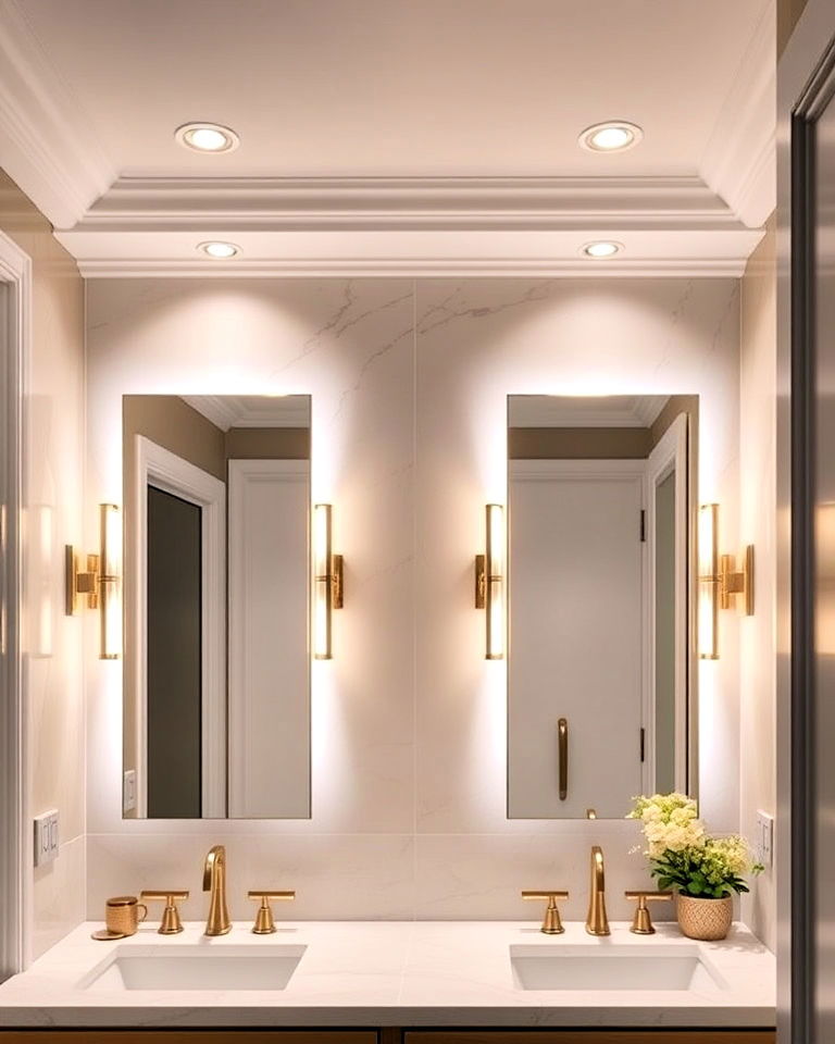 layered lighting in bathroom