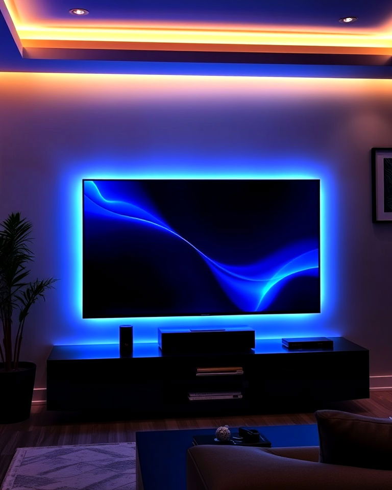 led backlighting tv room for an enhanced viewing experience