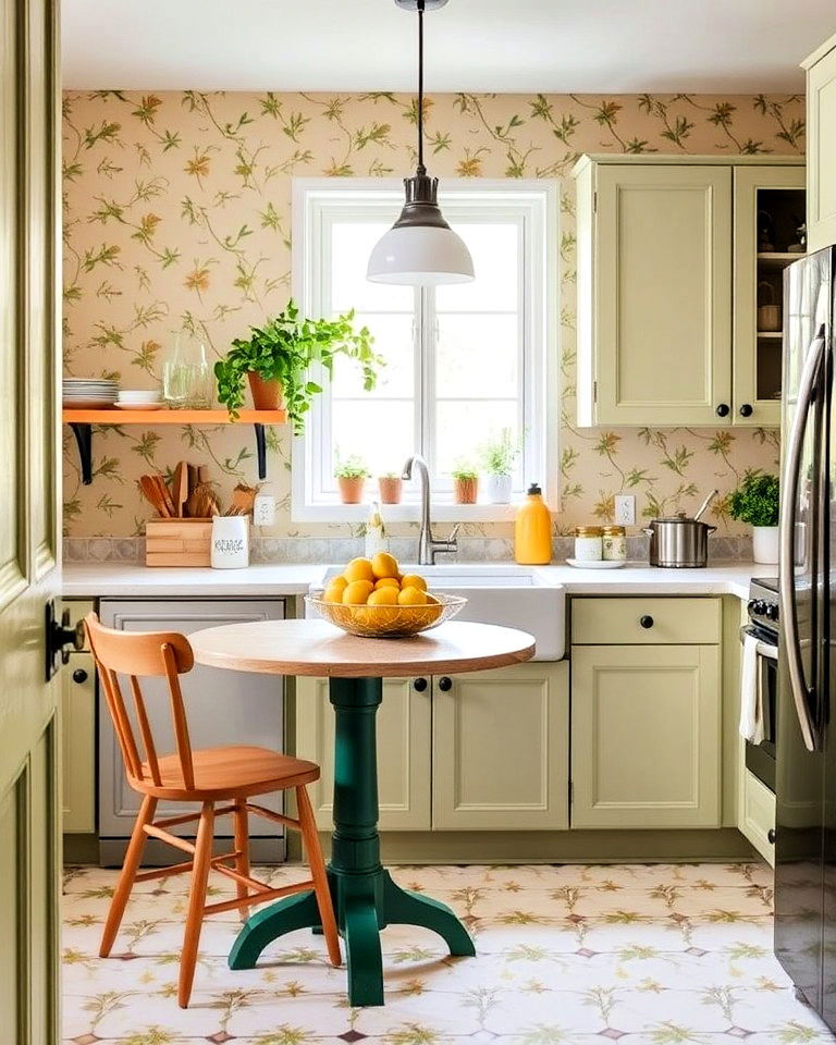 light green and yellow floral wallpaper