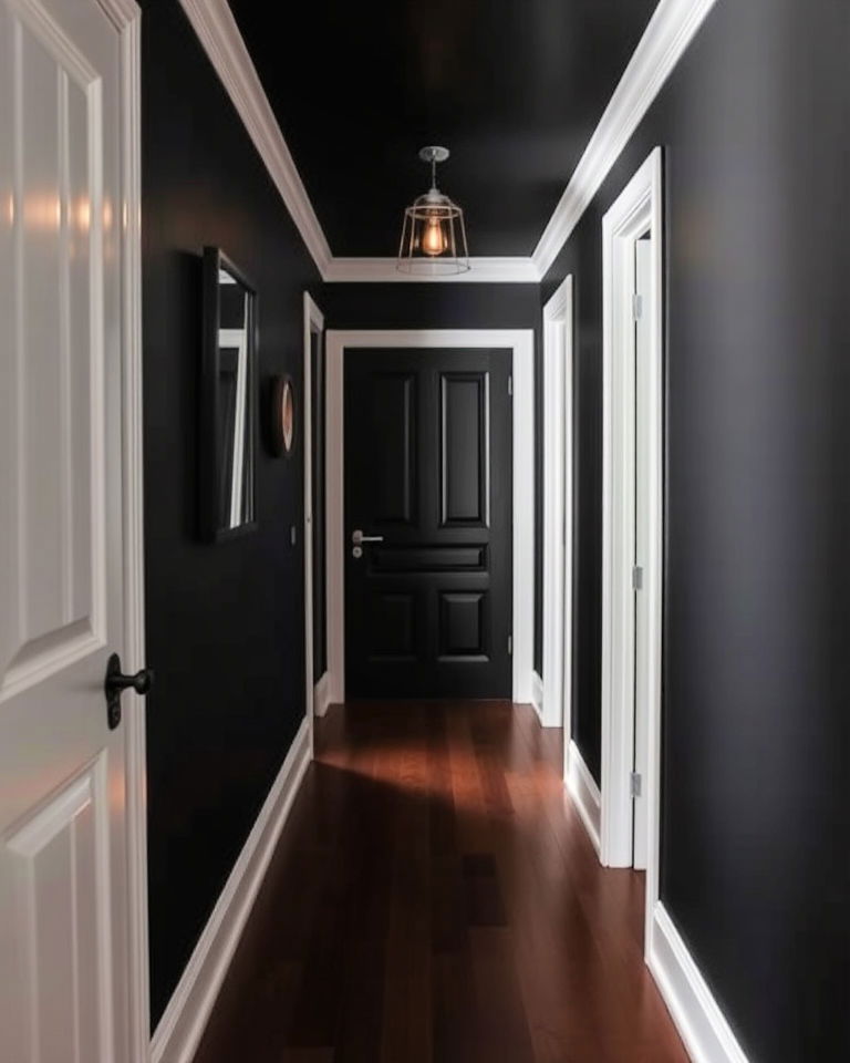 light reflecting paint dark hallway