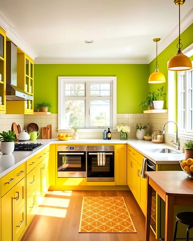 lime green kitchen walls with buttercup yellow accents