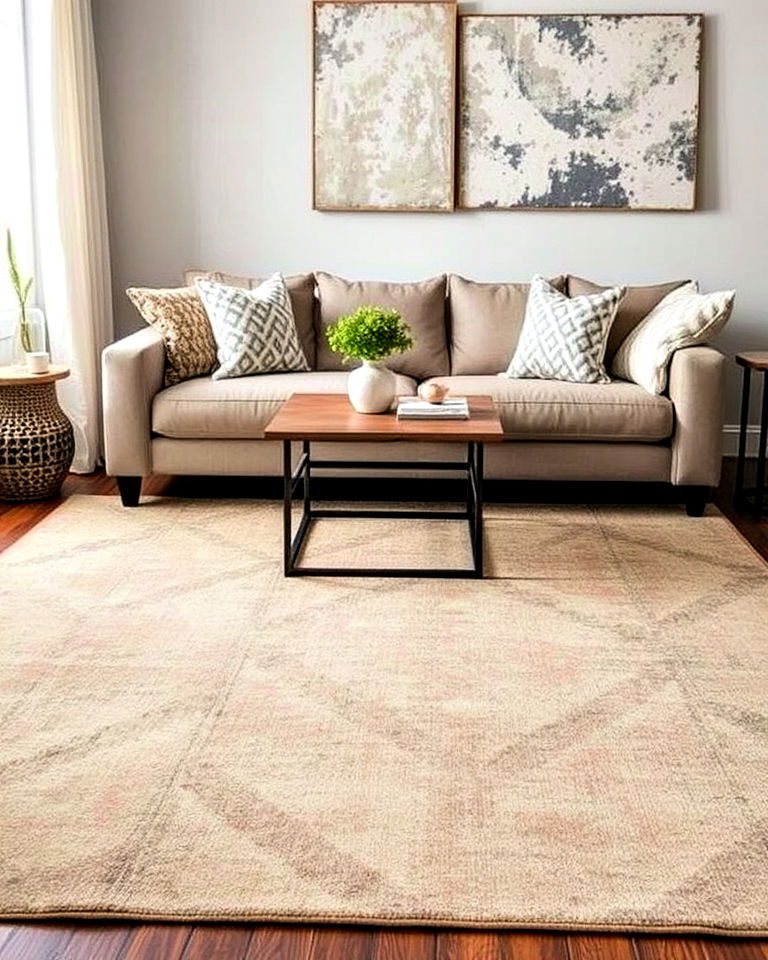 living room distressed rugs for a rustic look