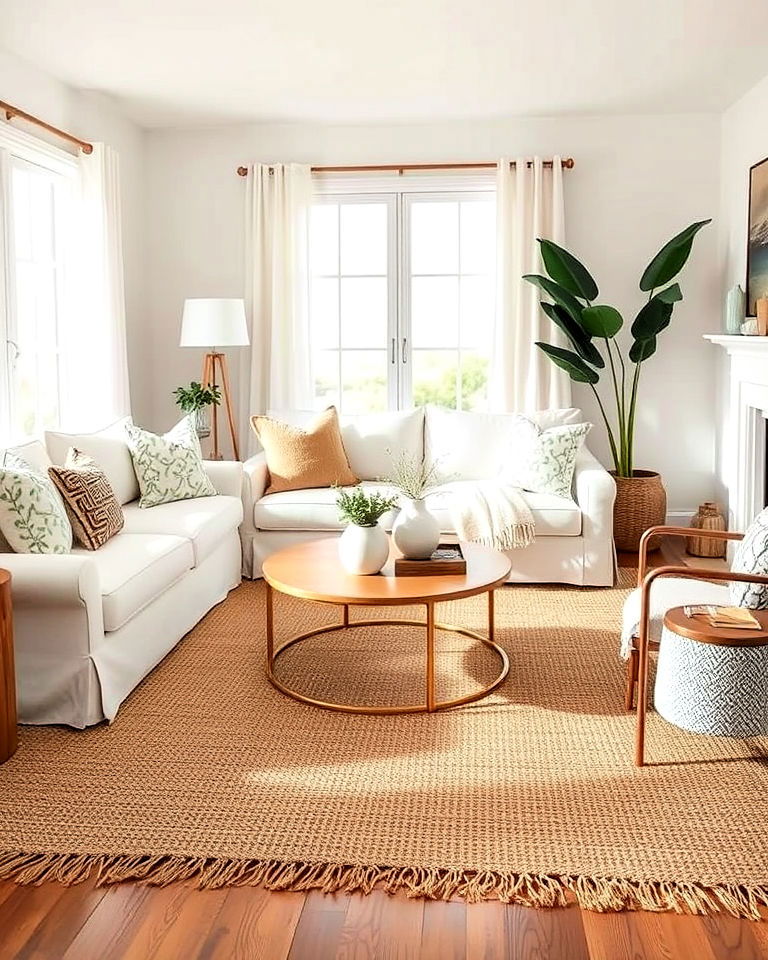 living room natural fiber rugs for an eco friendly touch