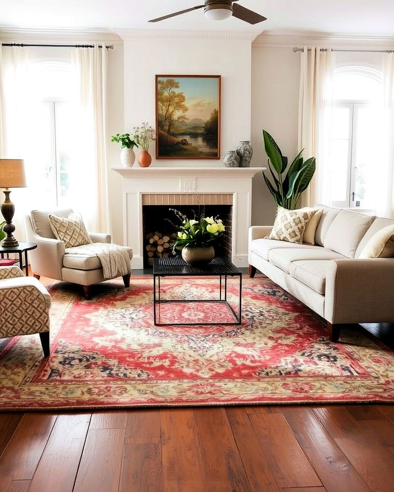 living room vintage rugs for timeless appeal
