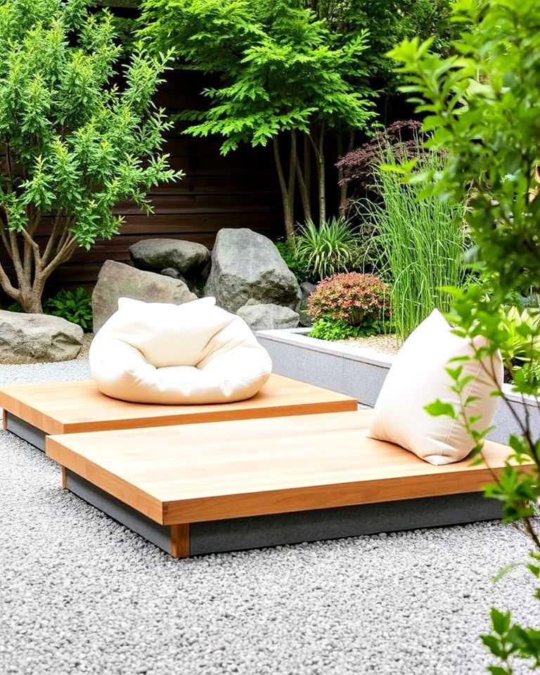 low level garden seating platform