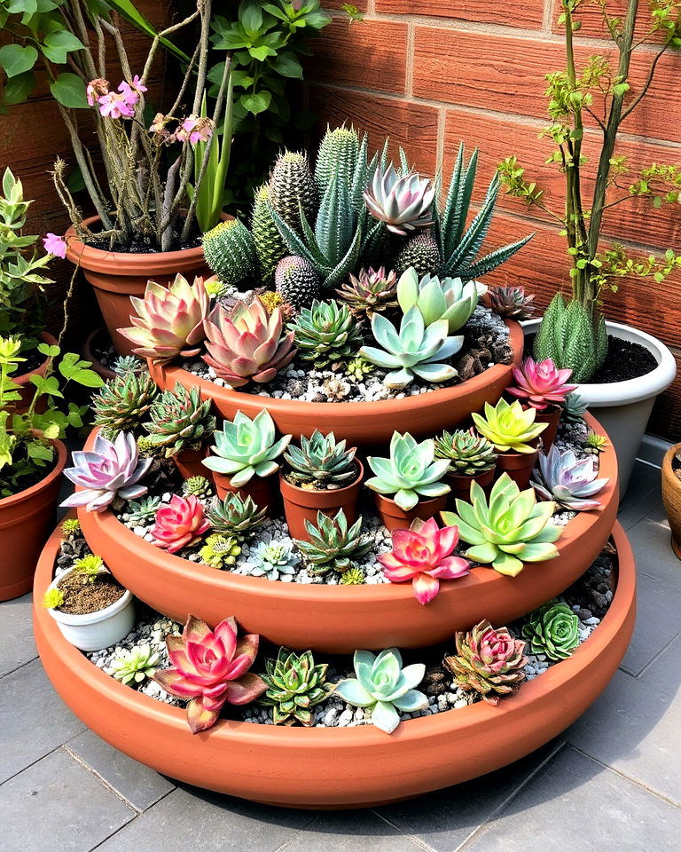 low maintenance garden with a beautiful succulent display