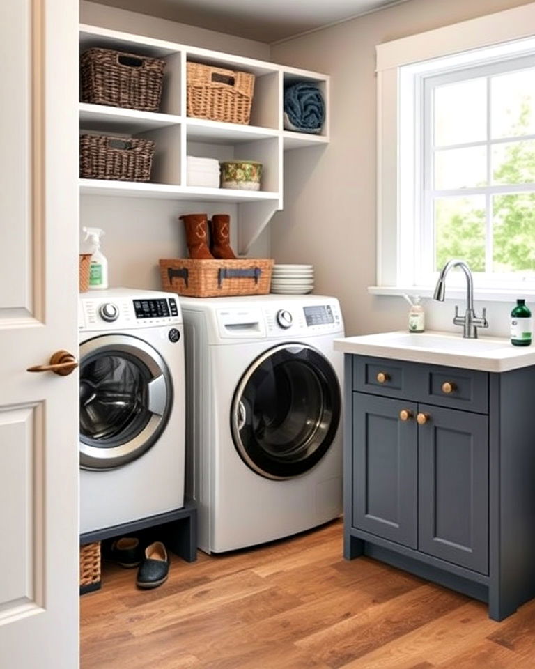 low maintenance integrated laundry zone