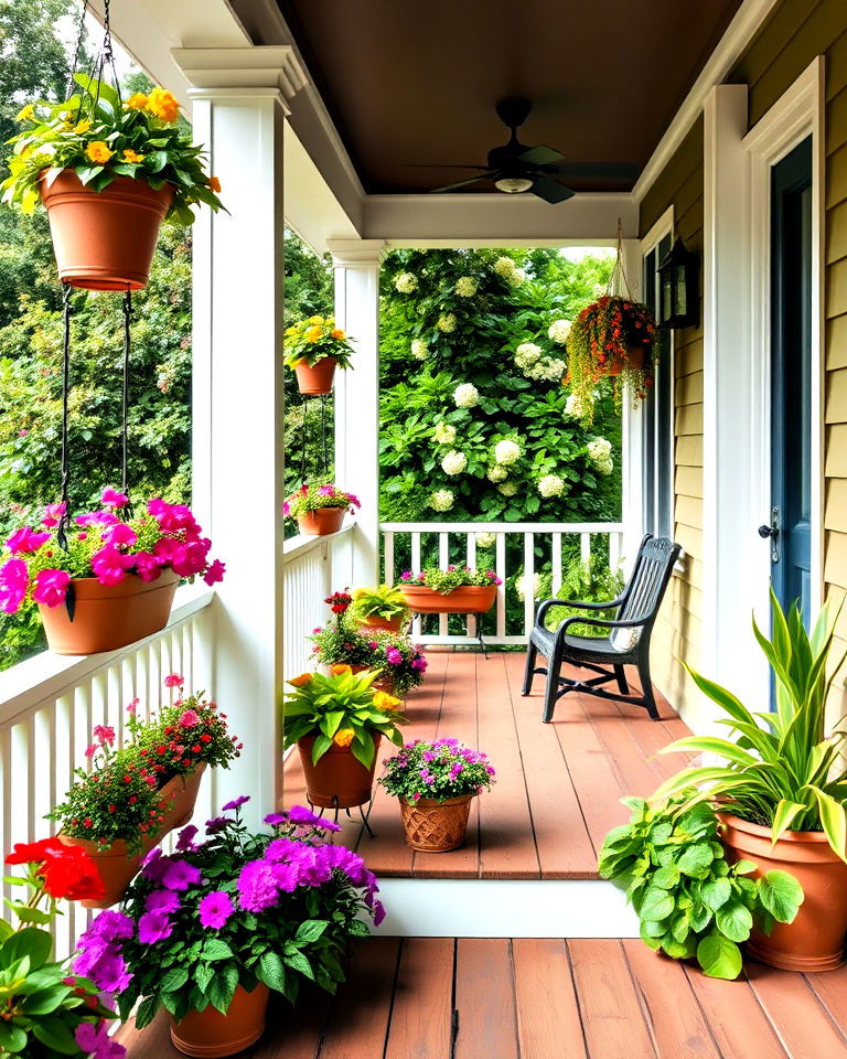 lush green porch deck